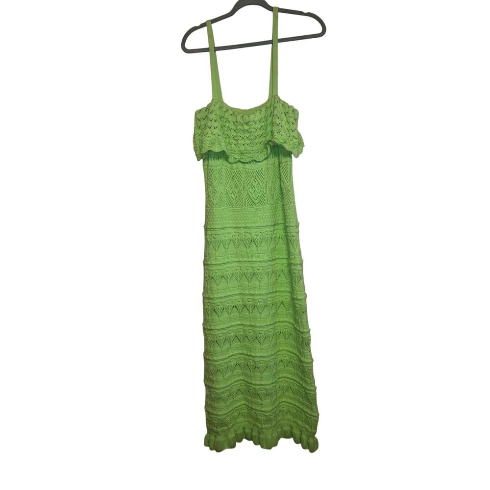 saltwater LUXE Lime Green Crochet Maxi Dress